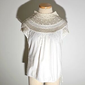 Elegant White Crochet Top. By BCBG Size Large. 100% Cotton.